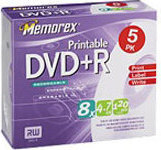 Memorex 32024739 5PKPrintable DVD-R Media