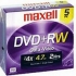 Maxell 634045  5PK DVD-RW Media