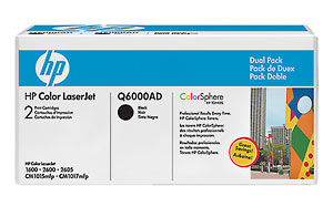 HP Q6000AD Black Toner Cartridge Dual Pack