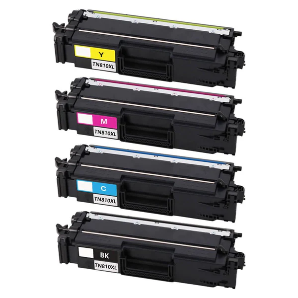 Compatible Brother TN810XL 4-Pack High Yield Toner Cartridges - Black, Cyan, Magenta, Yellow Includes High Yield TN810XLBK, TN810XLC, TN810XLM, TN810XLY (Black, Cyan, Magenta, Yellow)