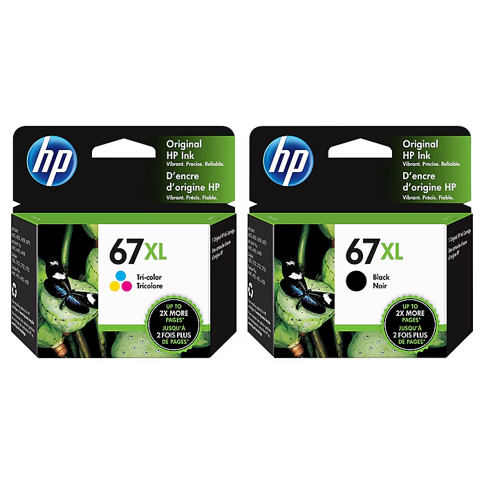 HP 67XL 2-Pack; Black Yield 240 pages, Tri-Color 200 pages