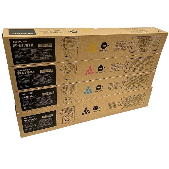 Sharp BP-NT70 Toner Set - Black, Cyan, Magenta, Yellow Includes BP-NT70BA, BP-NT70CA, BP-NT70MA, BP-NT70YA