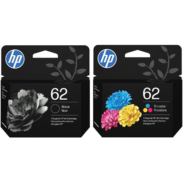 HP 62 Black / Tri-Color Original Ink Cartridge Bundle (C2P04AN, C2P06AN)
