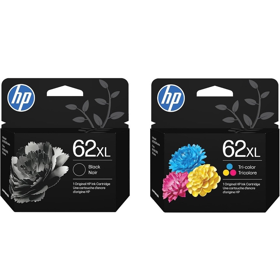 HP 62XL Black / Tri-Color Original Ink Cartridge Bundle (C2P05AN, C2P07AN)