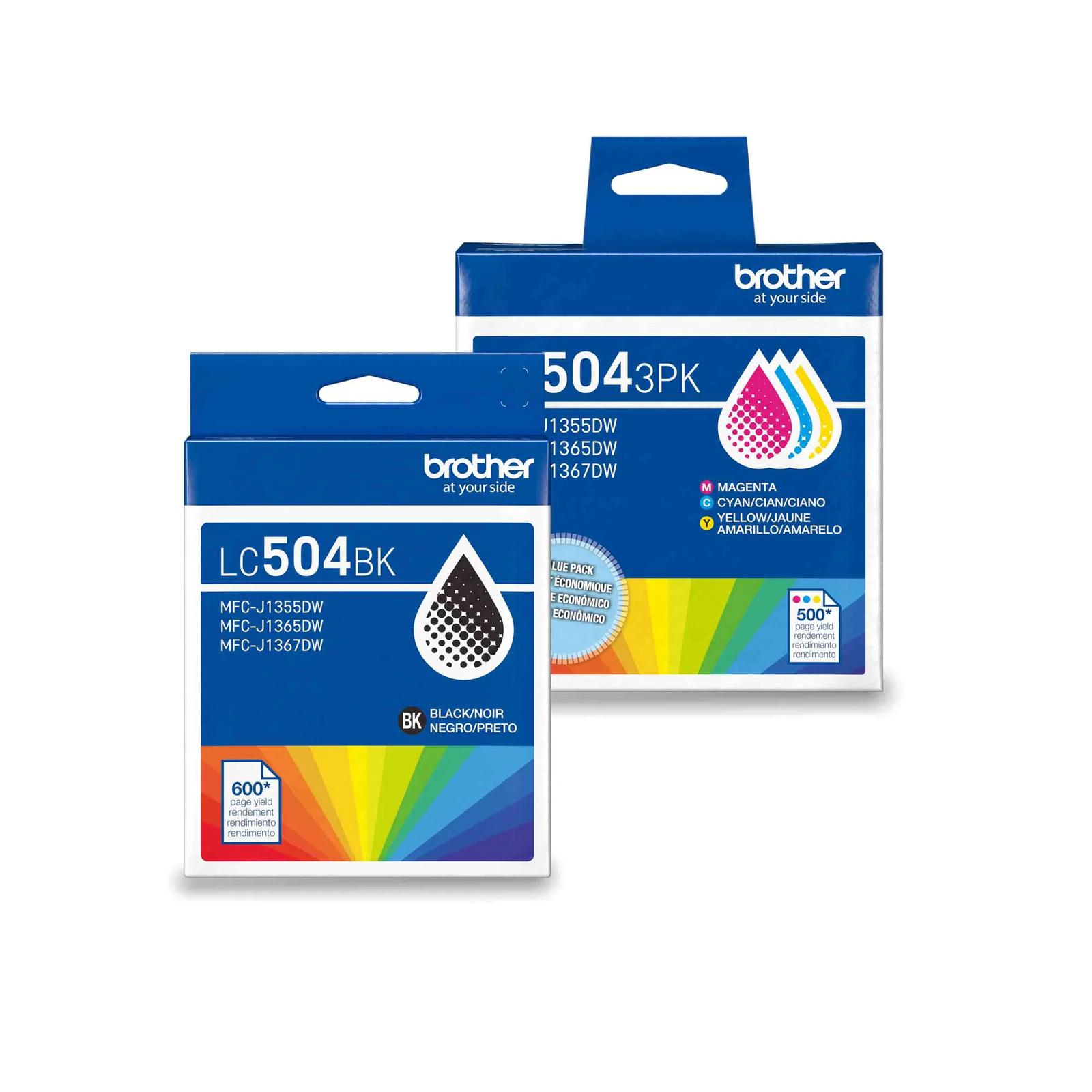 Brother LC504 4-Pack Ink Bundle Bundle includes 1 Black, 1 Cyan, 1 Magenta & 1 Yellow Ink Cartridges