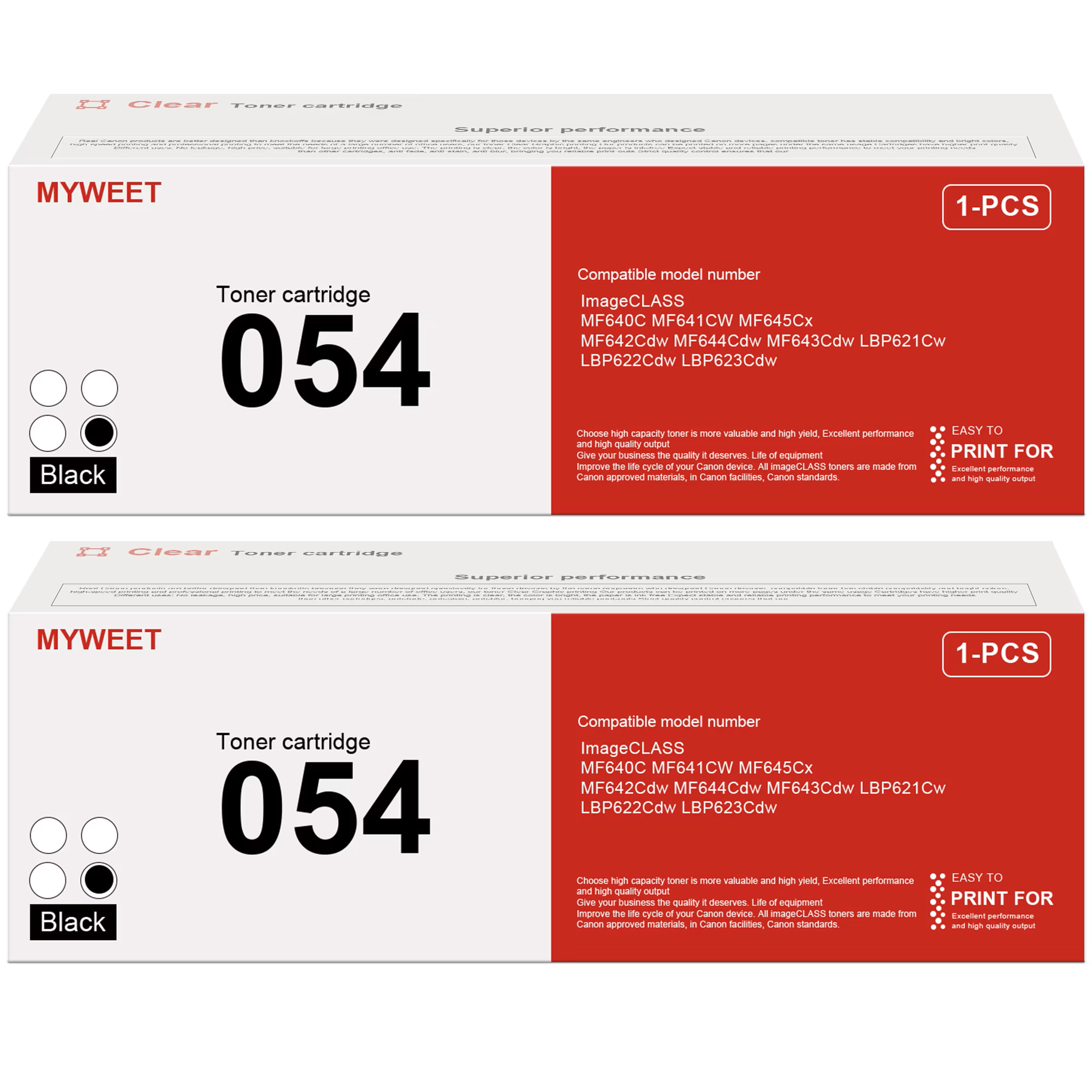 Canon 054 Genuine Black Toner Cartridge 2-Pack Compatible with LBP622Cdw, LBP623Cdw, MF641Cdw, MF642Cdw, MF644Cdw For use with LBP622Cdw, LBP623Cdw, MF641Cdw, MF642Cdw, MF644Cdw laser printers.