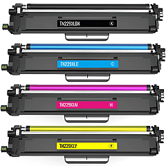 Compatible Brother TN229XL 4-Pack High-Yield Toner Cartridges - Black, Cyan, Magenta, Yellow Toner Multipack