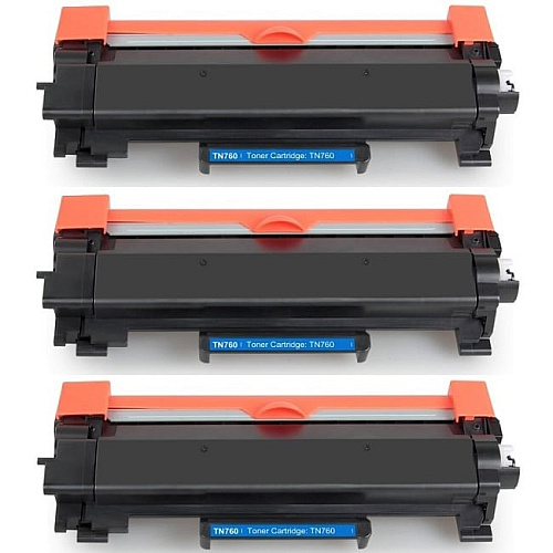 Compatible Brother TN760 3-Pack High Yield Toner Cartridges