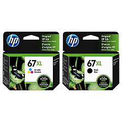 HP 67XL Black/Tri-Color High Yield Ink Cartridge, 2/Pack