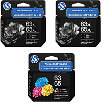HP 63XL/ 65XL Black 2-Pack/ Tri-color Ink Cartridge Bundle
