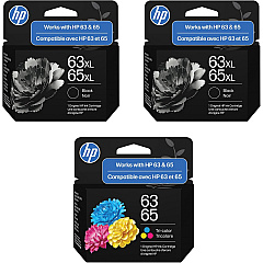 HP 63XL/ 65XL Black 2-Pack/ Tri-color Ink Cartridge Bundle