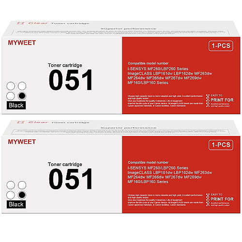 Canon 051 Black Toner Cartridge 2-Pack Compatible with LBP162, MF264, MF267, MF269