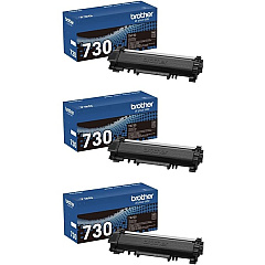 Brother Genuine TN730 3-Pack Standard Yield Black Toner Cartridge