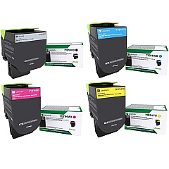 Lexmark 71B1HK0, 71B1HC0, 71B1HM0, 71B1HY0 4-Color Toner Cartridge Set