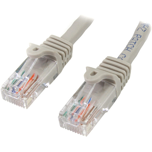 StarTech 15 ft Gray Snagless Cat5e UTP Patch Cable (45PATCH15GR)