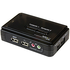 StarTech 2 Port USB KVM Kit with Cables and Audio Switching - KVM / audio switch - USB - 2 ports - 1 local user (SV211KUSB)