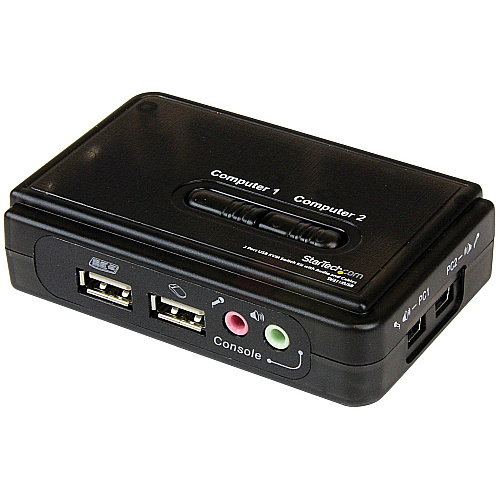 StarTech 2 Port USB KVM Kit with Cables and Audio Switching - KVM / audio switch - USB - 2 ports - 1 local user (SV211KUSB)