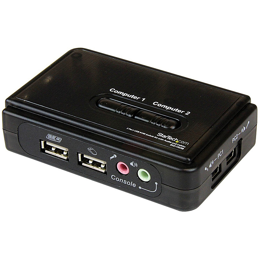 StarTech 2 Port USB KVM Kit with Cables and Audio Switching - KVM / audio switch - USB - 2 ports - 1 local user (SV211KUSB)