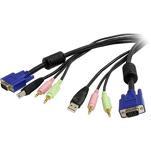 StarTech 6 ft 4-in-1 USB VGA KVM Switch Cable with Audio (USBVGA4N1A6)