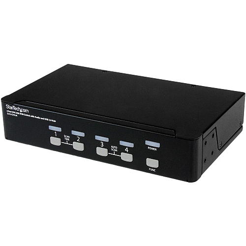 StarTech 4 Port DVI + USB KVM Switch with Audio - KVM switch - USB 2.0 Hub - 2 ports - 1 local user - 1U (SV431DVIUA)