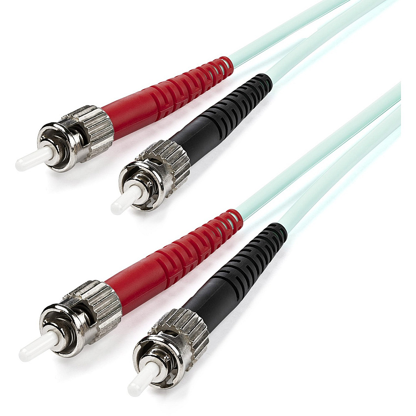 StarTech 1m Fiber Optic Cable - 10 Gb Aqua - Multimode Duplex 50/125 - LSZH - ST/ST - OM3 - ST to ST Fiber Patch Cable (A50FBSTST1)