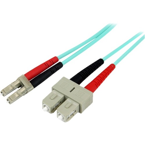 StarTech 2m Fiber Optic Cable - 10 Gb Aqua - Multimode Duplex 50/125 - LSZH - LC/SC - OM3 - LC to SC Fiber Patch Cable (A50FBLCSC2)