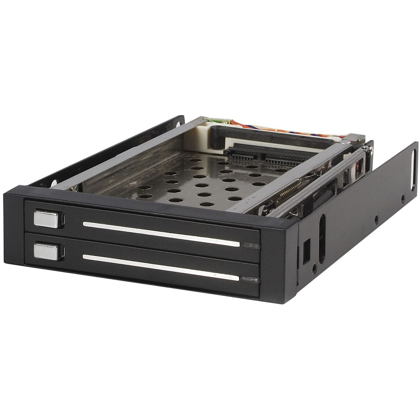 StarTech 2 Drive 2.5in Trayless Hot Swap SATA Mobile Rack Backplane - Storage bay adapter - black (HSB220SAT25B)