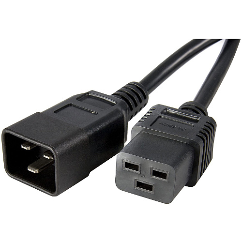 StarTech 3ft (1m) Power Extension Cord, IEC C19 to C20, 13A 250V, 16AWG, Black, Outlet Extension Cable for Network Equipment (PXTC19C203)