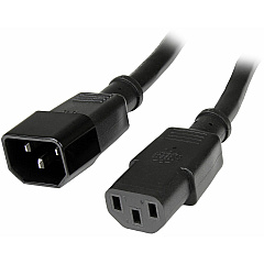 StarTech 1ft (0.3m) Power Extension Cord, C14 to C13, 10A 125V, 18AWG, Computer Power Cord Extension, Power Supply Extension Cable (PXT1001)
