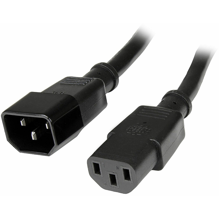 StarTech 1ft (0.3m) Power Extension Cord, C14 to C13, 10A 125V, 18AWG, Computer Power Cord Extension, Power Supply Extension Cable (PXT1001)