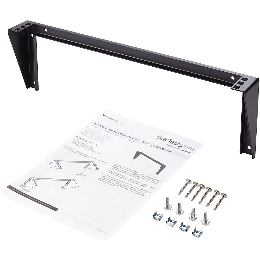StarTech 1U 19in Steel Vertical Wall Mount Equipment Rack Bracket (RK119WALLV)