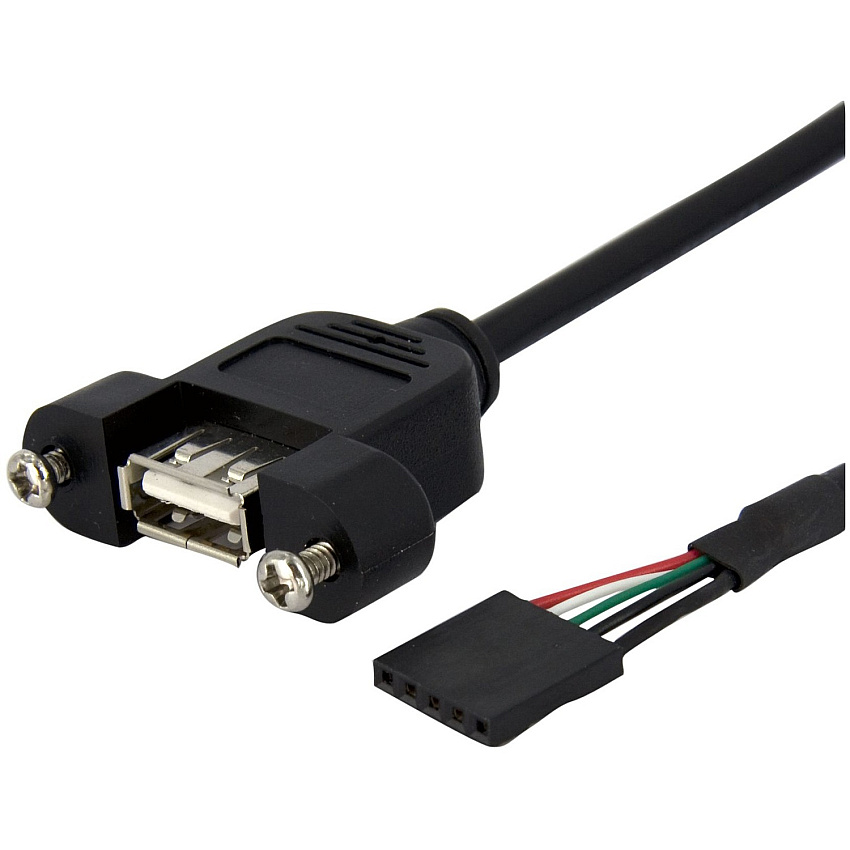 StarTech 1 ft Panel Mount USB Cable - USB A to Motherboard Header Cable F/F (USBPNLAFHD1)