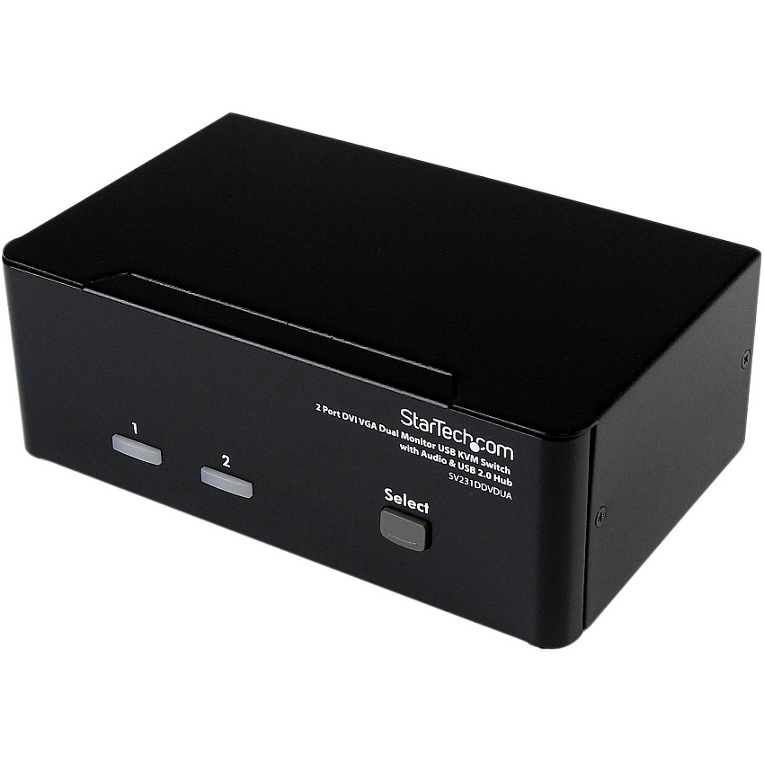 StarTech 2 Port DVI VGA Dual Monitor KVM Switch USB with Audio & USB 2.0 Hub (SV231DDVDUA)
