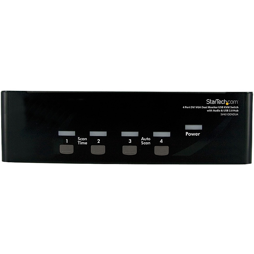 StarTech 4 Port DVI VGA Dual Monitor KVM Switch with Audio & USB Hub (SV431DDVDUA)