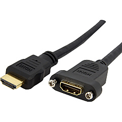 StarTech 3ft HDMI Female to Male Adapter, 4K High Speed Panel Mount HDMI Cable, HDMI Female to Male, HDMI Panel Mount Connector Cable (HDMIPNLFM3)