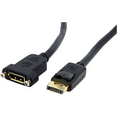 StarTech 3ft (1m) Panel Mount DisplayPort Cable, 4K x 2K Video, DisplayPort 1.2 Extension Cable Male to Female, DP Extender Cord (DPPNLFM3)