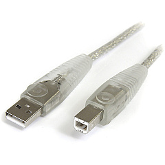 StarTech - Transparent USB 2.0 cable - 4 pin USB Type A (M) - 4 pin USB Type B (M) - ( USB / Hi-Speed USB ) - 15 ft (USB2HAB15T)