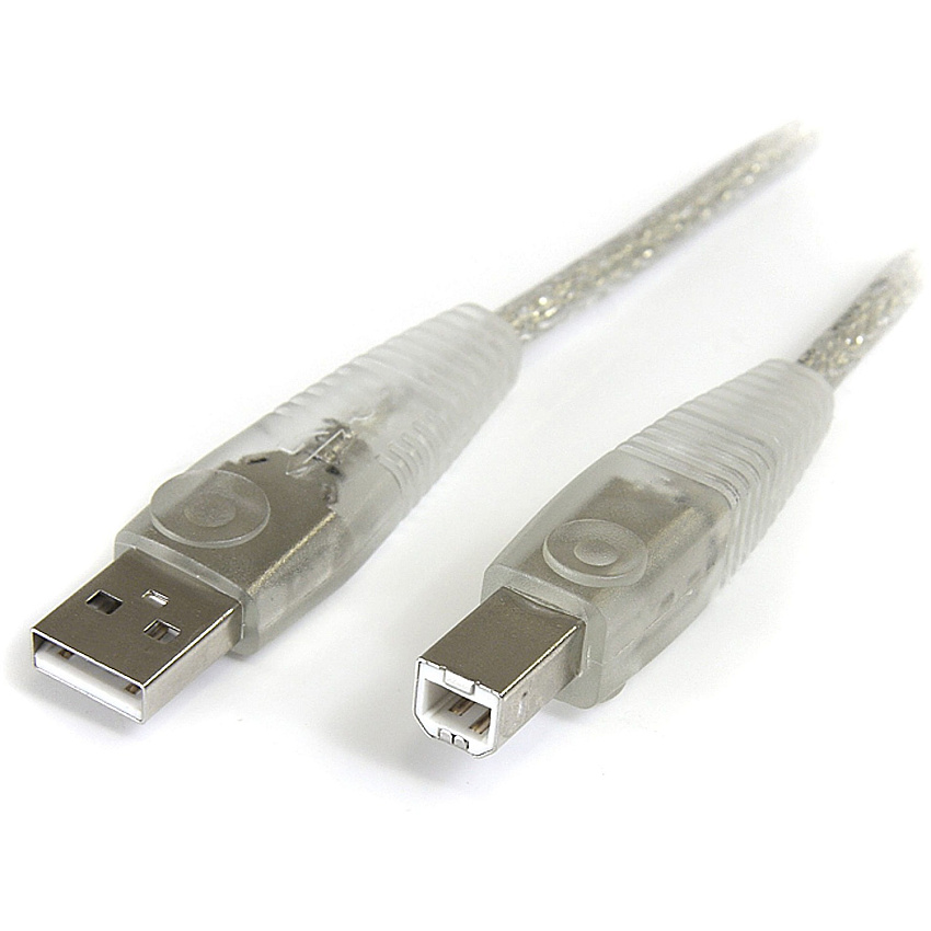 StarTech - Transparent USB 2.0 cable - 4 pin USB Type A (M) - 4 pin USB Type B (M) - ( USB / Hi-Speed USB ) - 15 ft (USB2HAB15T)