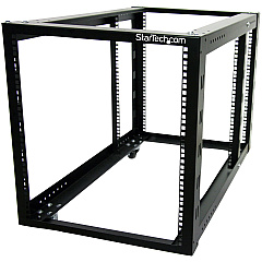 StarTech 12U 4 Post Server Equipment Open Frame Rack Cabinet w/ Adjustable Posts & Casters (4POSTRACK12A)