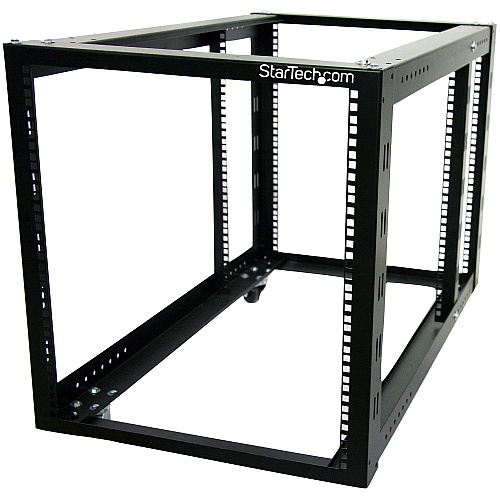 StarTech 12U 4 Post Server Equipment Open Frame Rack Cabinet w/ Adjustable Posts & Casters (4POSTRACK12A)