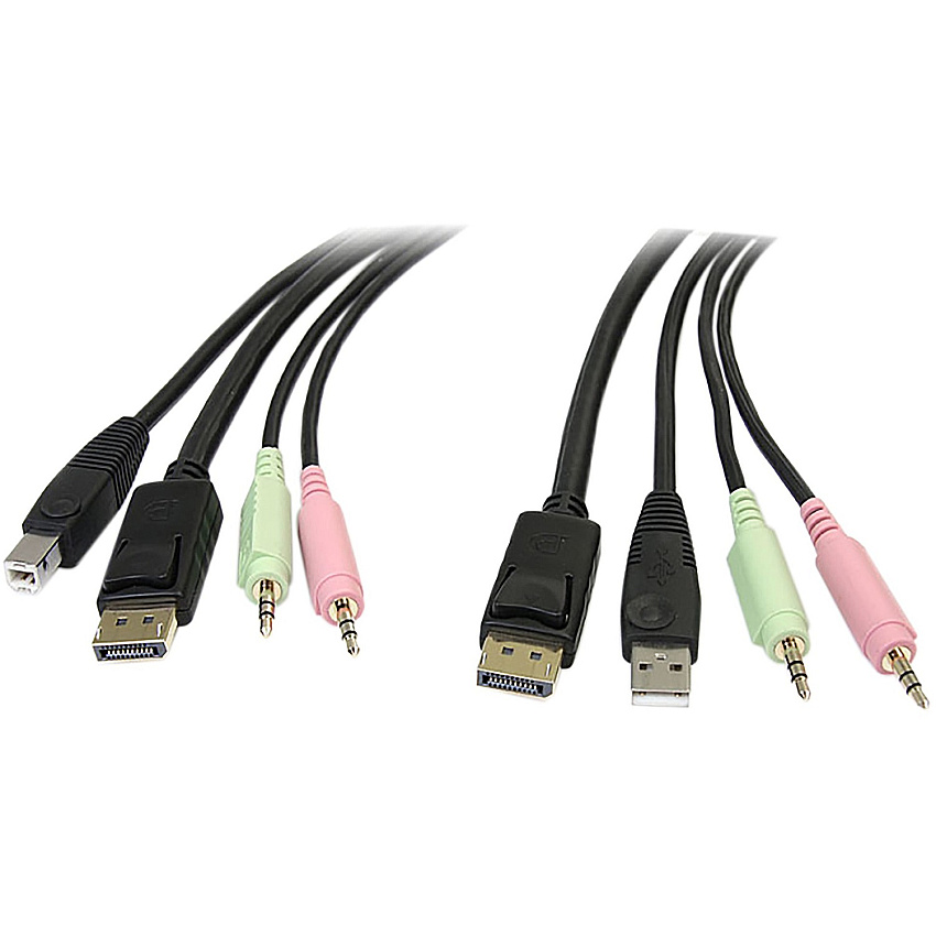 StarTech 6 ft 4-in-1 USB DisplayPort KVM Switch Cable (DP4N1USB6)