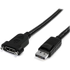 StarTech 3ft (1m) Panel Mount DisplayPort Cable, 4K x 2K Video, DisplayPort 1.2 Extension Cable Male to Female, DP Extender Cord (DPPNLFM3PW)