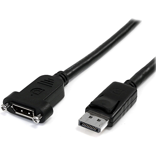 StarTech 3ft (1m) Panel Mount DisplayPort Cable, 4K x 2K Video, DisplayPort 1.2 Extension Cable Male to Female, DP Extender Cord (DPPNLFM3PW)