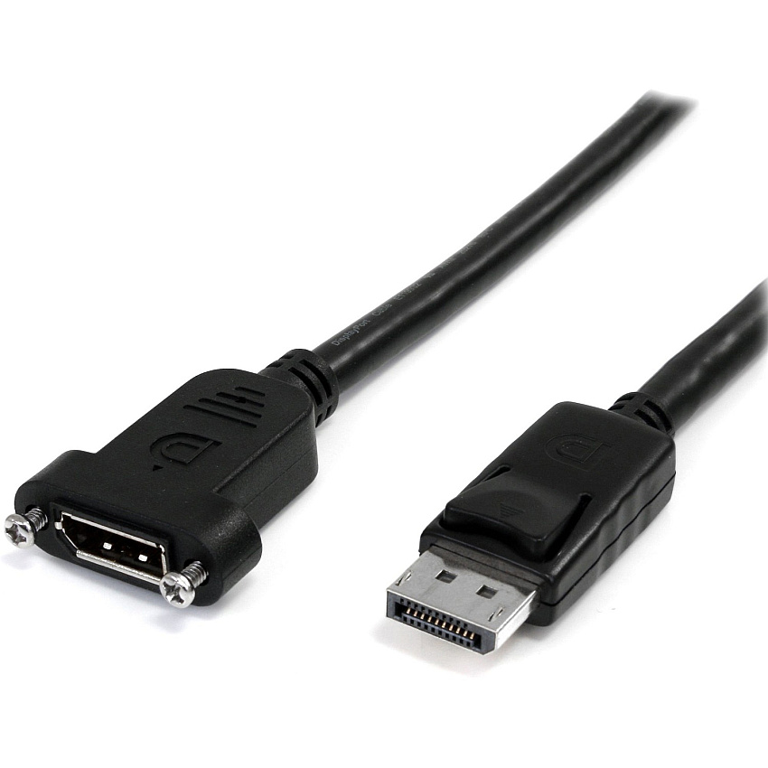 StarTech 3ft (1m) Panel Mount DisplayPort Cable, 4K x 2K Video, DisplayPort 1.2 Extension Cable Male to Female, DP Extender Cord (DPPNLFM3PW)