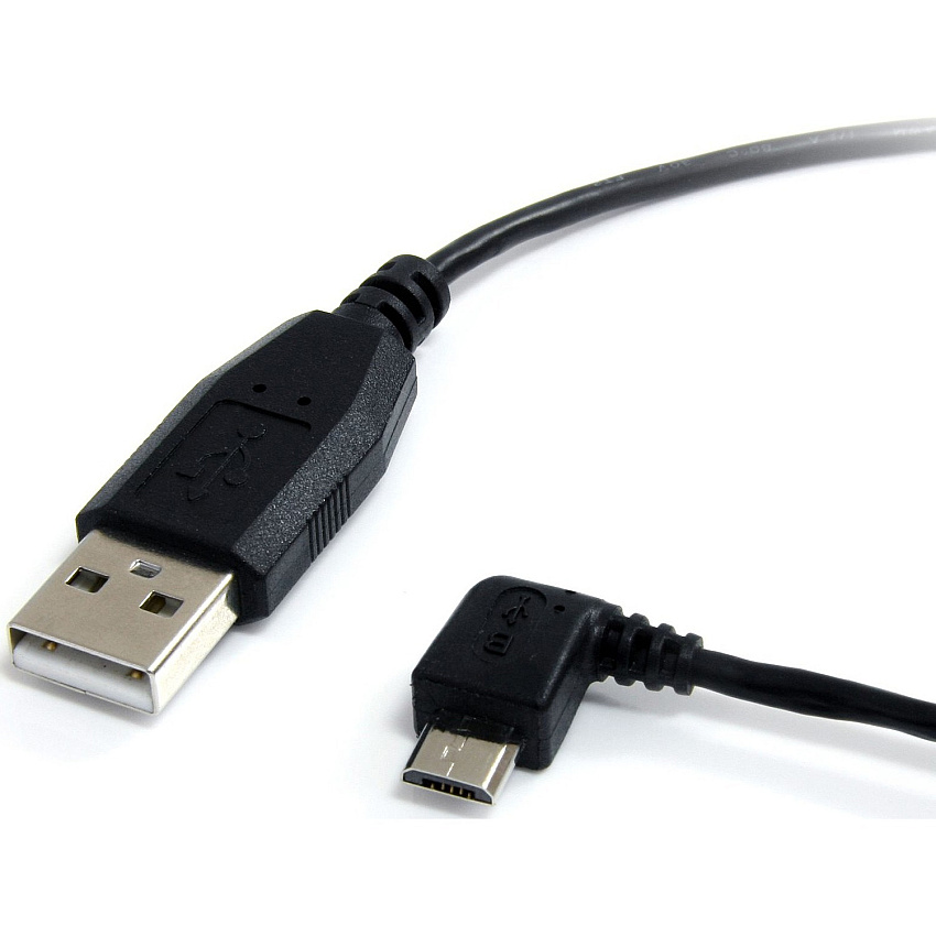 StarTech 1 ft Micro USB Cable - A to Left Angle Micro B (UUSBHAUB1LA)