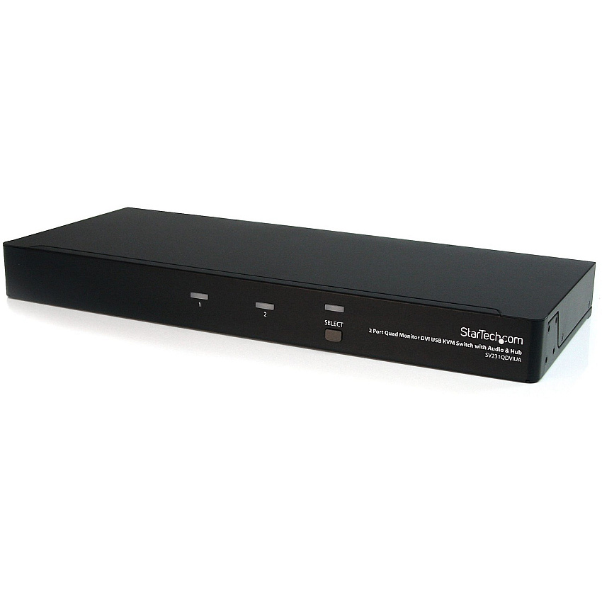 StarTech 2 Port Quad Monitor Dual-Link DVI USB KVM Switch with Audio & Hub (SV231QDVIUA)