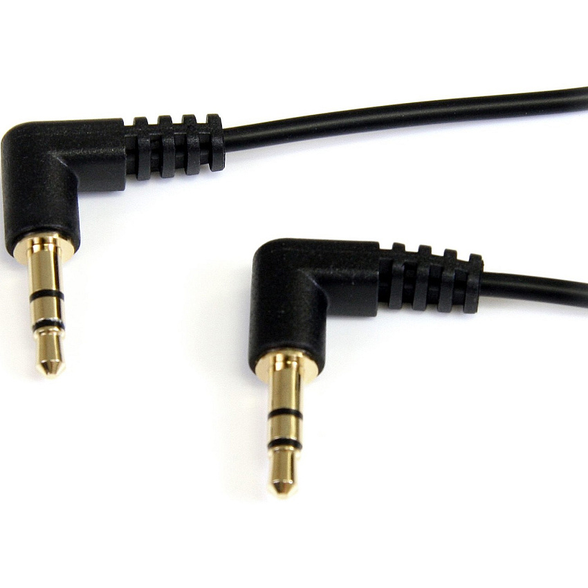 StarTech 1 ft Slim 3.5mm Right Angle Stereo Audio Cable - M/M (MU1MMS2RA)