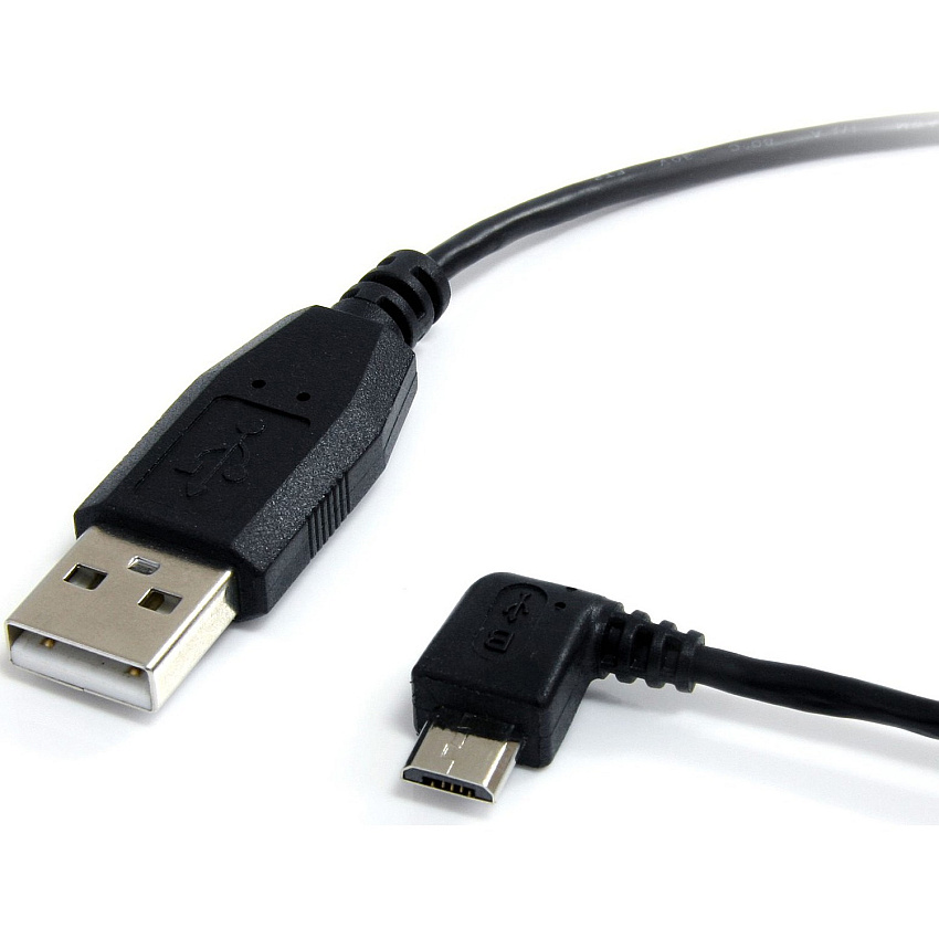 StarTech 3 ft Micro USB Cable - A to Left Angle Micro B (UUSBHAUB3LA)