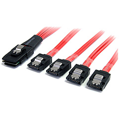 StarTech 50cm Serial Attached SCSI SAS Cable - SFF-8087 to 4x Latching SATA (SAS8087S450) StarTech 50cm Serial Attached SCSI SAS Cable - SFF-8087 to 4x Latching SATA (SAS8087S450)