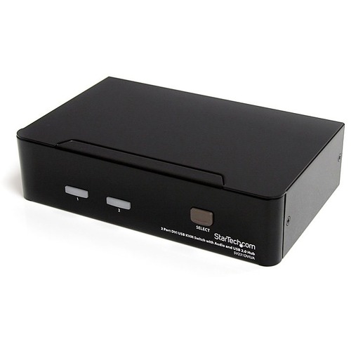 StarTech 2 Port DVI + USB KVM Switch with Audio - KVM switch - USB 2.0 Hub - 2 ports - 1 local user - 1U (SV231DVIUA)